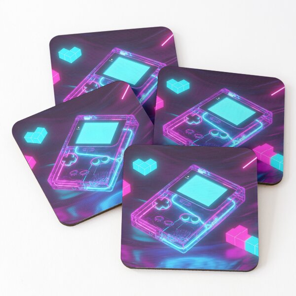 Item preview, Retro 90s Transparent Handheld Console - Neon Puzzle Blocks designed and sold by powersunlight.