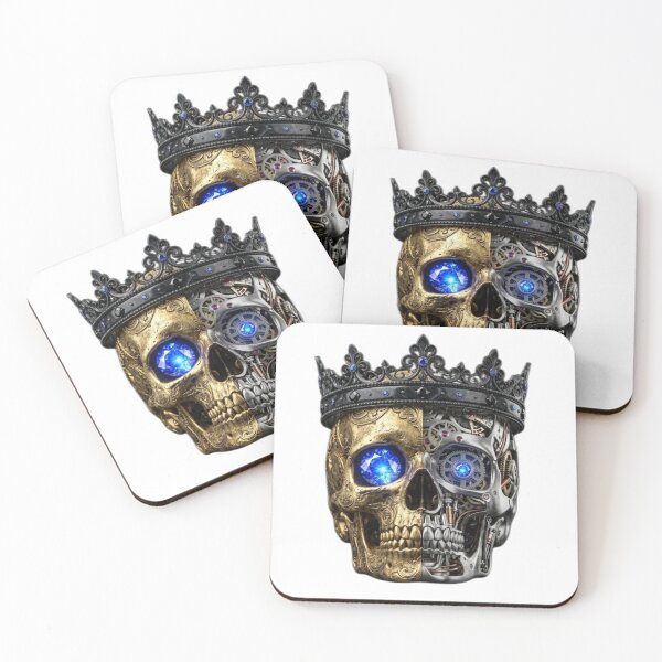 Item preview, Royal Steampunk Golden Skull - Sapphire Cybernetic Edition designed and sold by j0mj0ma.