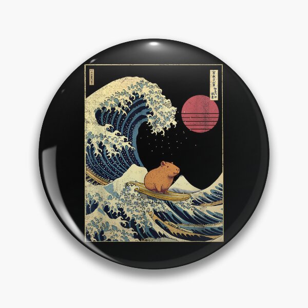 Item preview, Capybara Japanese Kanagawa Wave Funny Surf Animal designed and sold by Boutkimaewab.