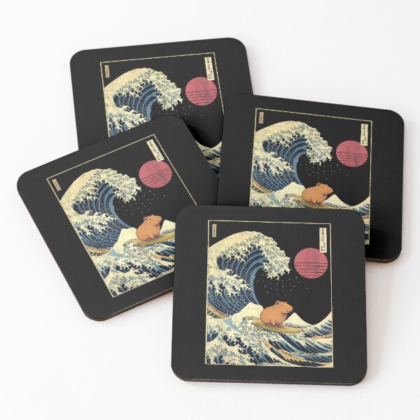 Item preview, Capybara Japanese Kanagawa Wave Funny Surf Animal designed and sold by Boutkimaewab.