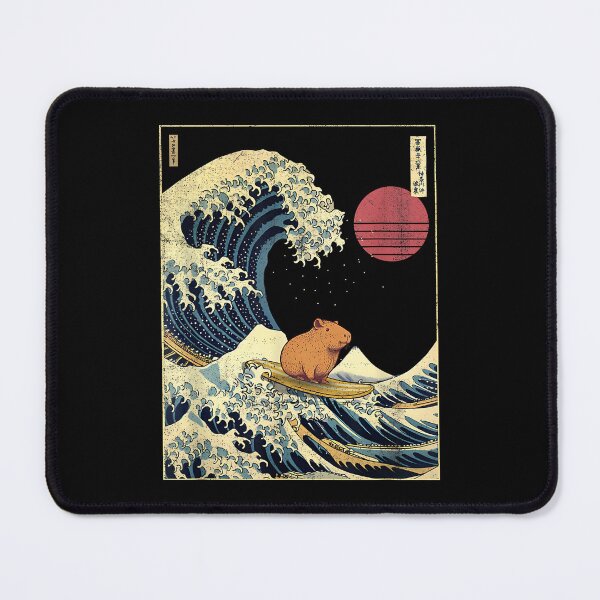 Item preview, Capybara Japanese Kanagawa Wave Funny Surf Animal designed and sold by Boutkimaewab.