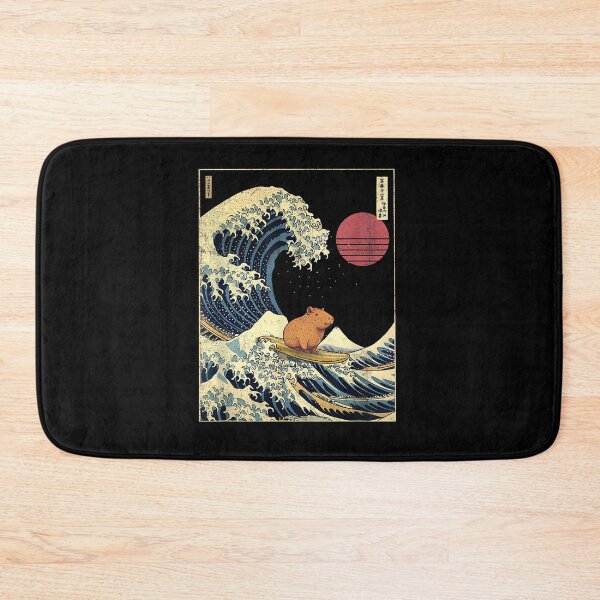 Item preview, Capybara Japanese Kanagawa Wave Funny Surf Animal designed and sold by Boutkimaewab.