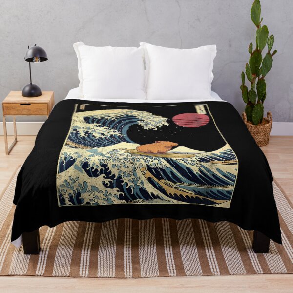 Item preview, Capybara Japanese Kanagawa Wave Funny Surf Animal designed and sold by Boutkimaewab.