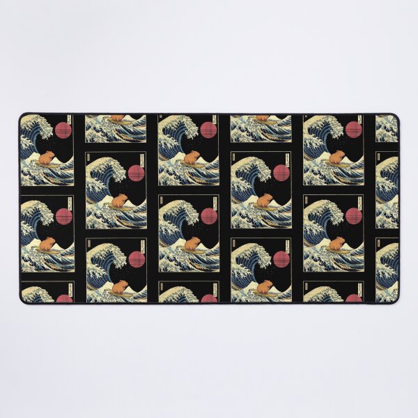 Item preview, Capybara Japanese Kanagawa Wave Funny Surf Animal designed and sold by Boutkimaewab.