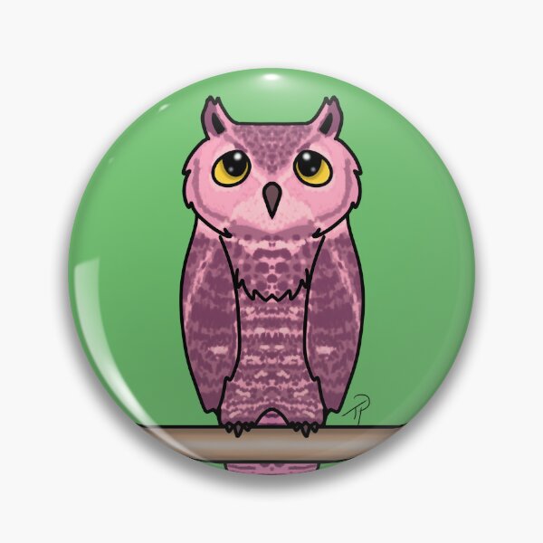 Item preview, Cute Pink Owl Perched Yellow Eyes designed and sold by lilpoltergeist.