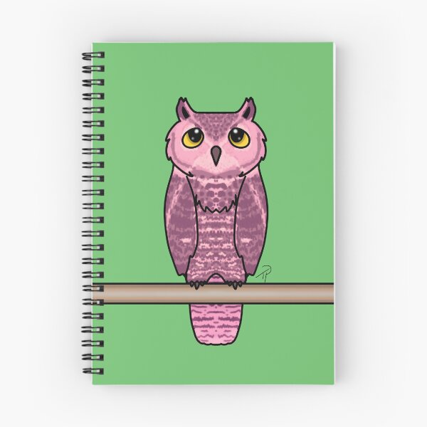 Item preview, Cute Pink Owl Perched Yellow Eyes designed and sold by lilpoltergeist.