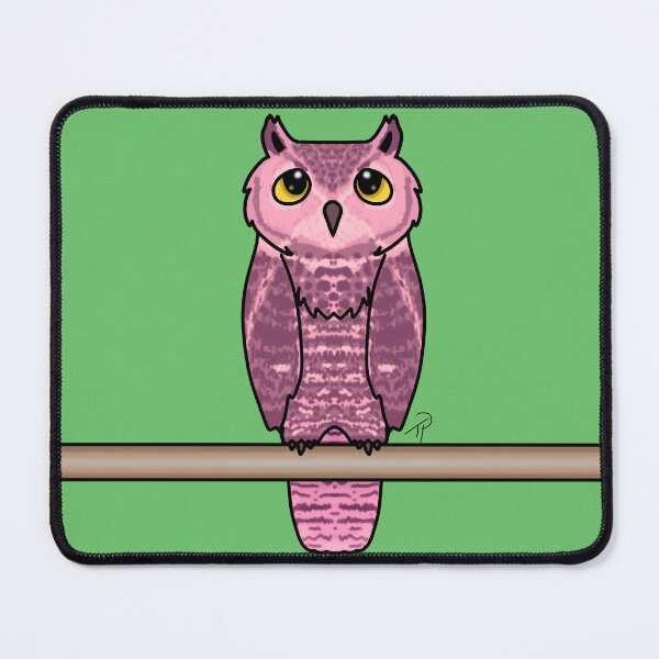 Item preview, Cute Pink Owl Perched Yellow Eyes designed and sold by lilpoltergeist.