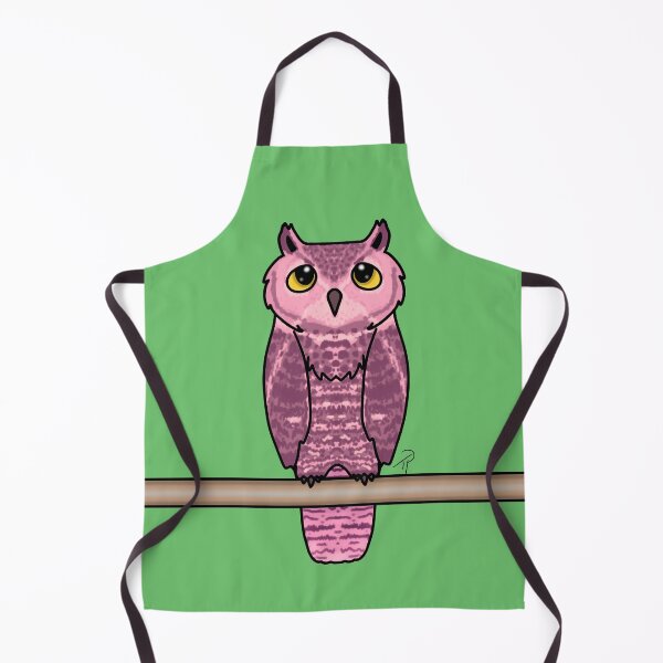 Item preview, Cute Pink Owl Perched Yellow Eyes designed and sold by lilpoltergeist.