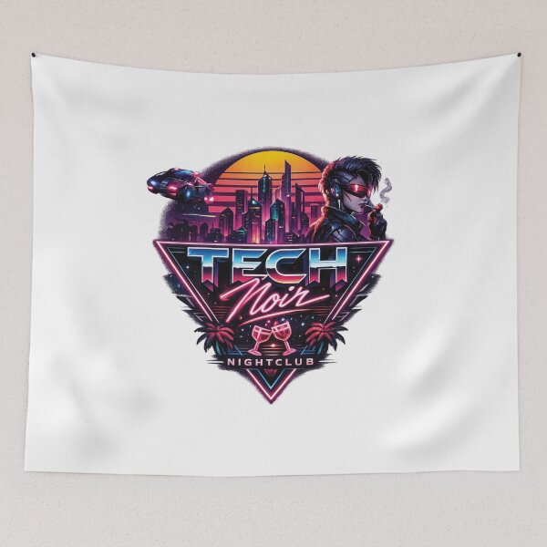 Item preview, Tech Noir – Retro 80s Cyberpunk Nightclub Synthwave Neon Design designed and sold by 486DesignCo.