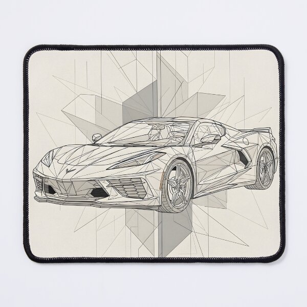 Item preview, Chevrolet Corvette C8 Geometric Line Art Poster Supercar Illustration designed and sold by Motorline44.