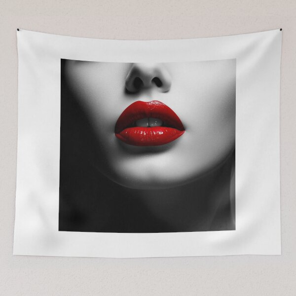 Item preview, Black and White Woman with Red Lips – Minimalist 3D Aesthetic Art designed and sold by Activity01.