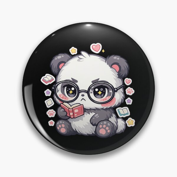 Item preview, Kawaii Style Angry Panda Wearing Glasses Reading a Book designed and sold by timizar.
