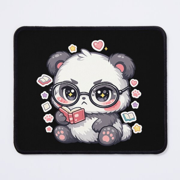 Item preview, Kawaii Style Angry Panda Wearing Glasses Reading a Book designed and sold by timizar.
