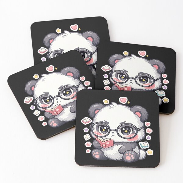 Item preview, Kawaii Style Angry Panda Wearing Glasses Reading a Book designed and sold by timizar.
