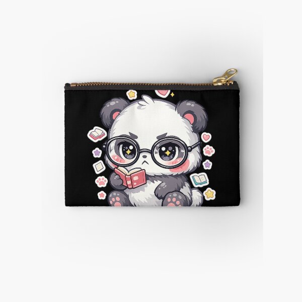 Item preview, Kawaii Style Angry Panda Wearing Glasses Reading a Book designed and sold by timizar.