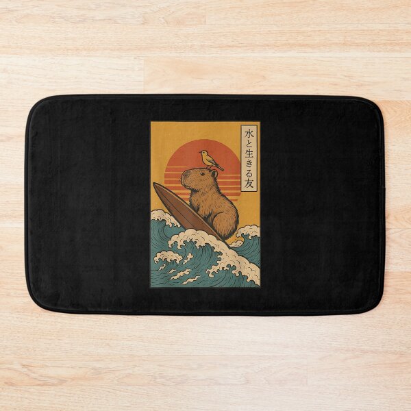 Item preview, Capybara Surfing Japanese designed and sold by Cheesymatiion.