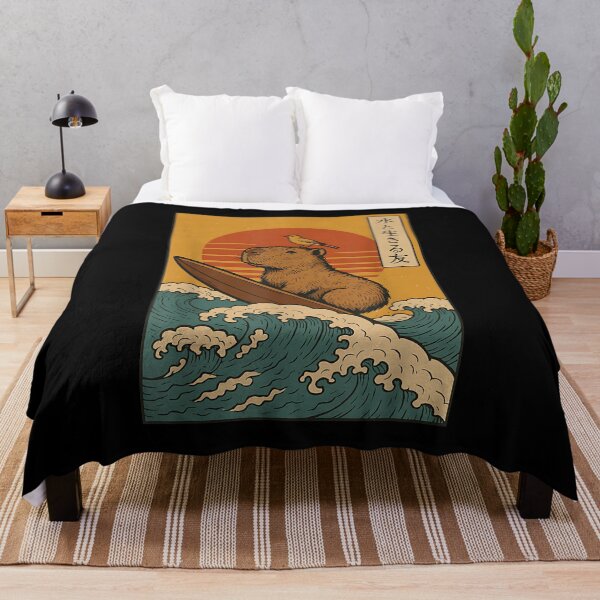 Item preview, Capybara Surfing Japanese designed and sold by Cheesymatiion.
