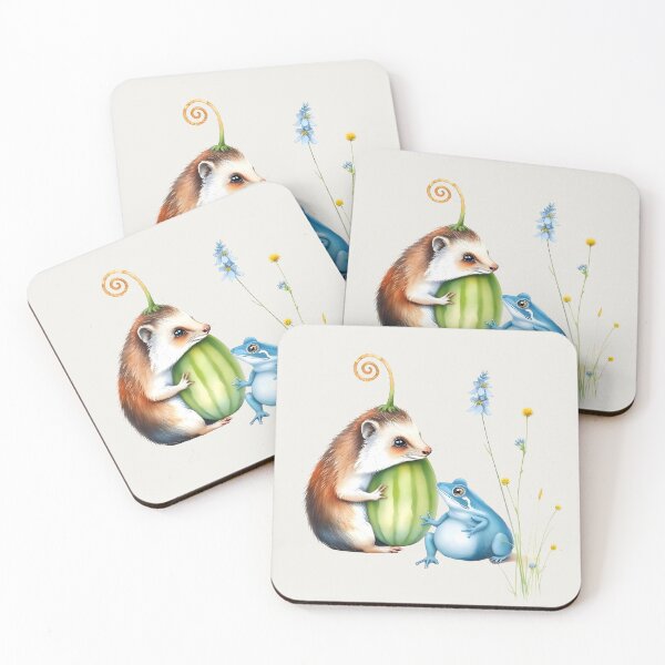 Item preview,  Animal Friends – Cute Baby Hedgehog and Blue Frog Illustration | Baby Nursery Art | Baby Shower Gift  designed and sold by CONTRAPINK.