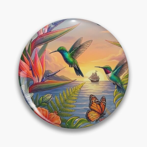 Item preview, Tropical Radiance : Coastal Sunset, Hummingbirds, and Exotic Flora designed and sold by ResonateUK.