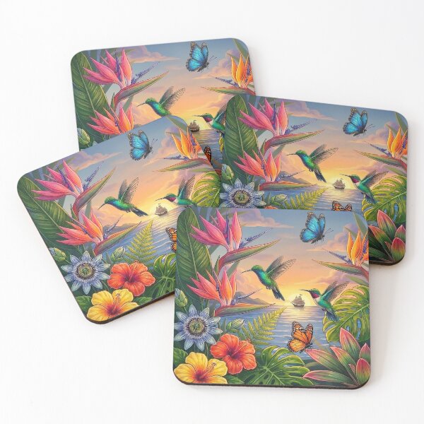 Item preview, Tropical Radiance : Coastal Sunset, Hummingbirds, and Exotic Flora designed and sold by ResonateUK.