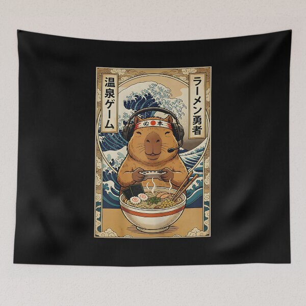 Item preview, Kawaii Japanese Ramen Capybara Anime Retro Gaming for Men designed and sold by Cheesymatiion.