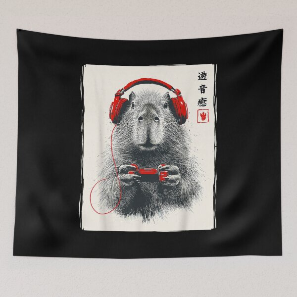 Item preview, Japanese Capybara Gamer Video Games Graphic Funny Capybara designed and sold by Cheesymatiion.