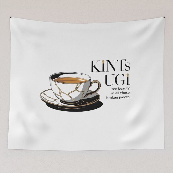 Item preview, Kintsugi Tea Cup – Beauty in Broken Pieces Japanese Philosophy designed and sold by ArcticFoxStudio.