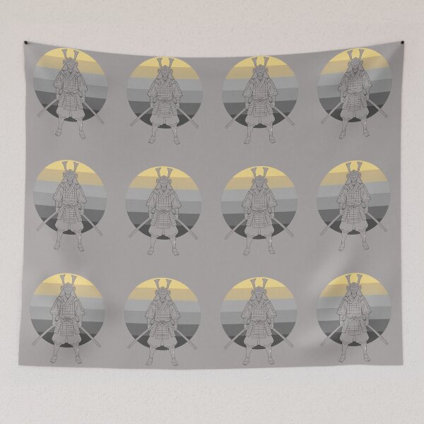 Item preview, Japanese Samurai Warrior with Sun Circle - Minimalist Bushido Japan Art. designed and sold by LunaPrintCo.
