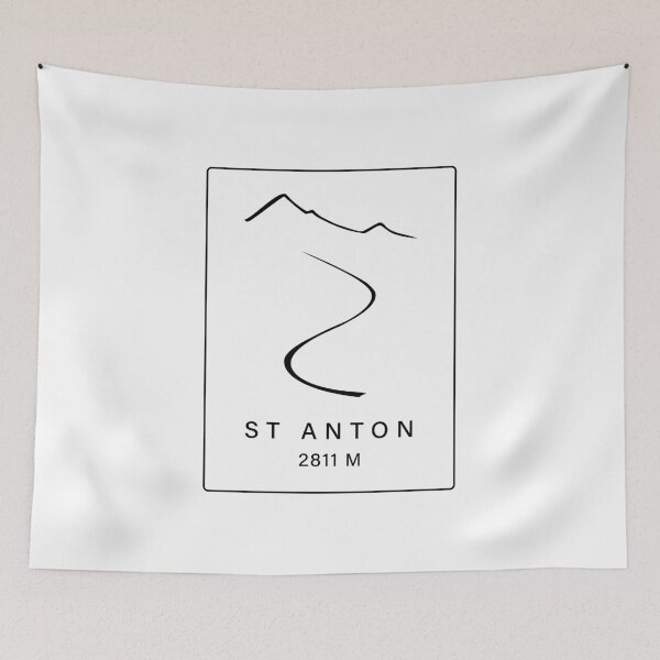 Item preview, St Anton Ski Resort – Minimal Alpine Ski Line (Back Print Black) designed and sold by leewarddesign.