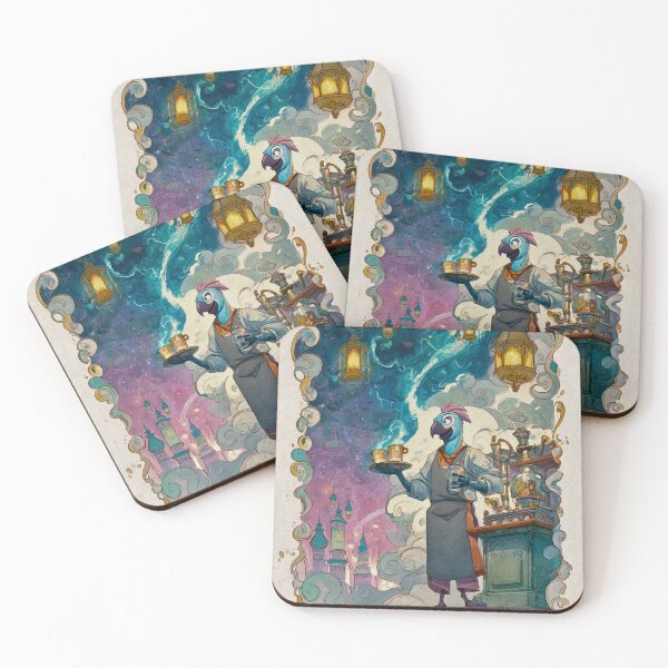 Item preview, Steam Café Barista Parrot – Fantasy Coffee Alchemist | Identity Series Sticker designed and sold by MYTHIC PEEL STICKERS.