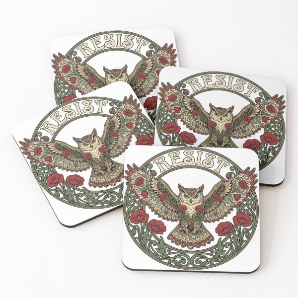 Item preview, Resist Art Nouveau Owl with Poppies Vintage Illustration designed and sold by chattsuede.