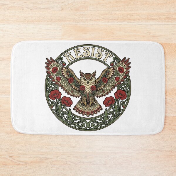 Item preview, Resist Art Nouveau Owl with Poppies Vintage Illustration designed and sold by chattsuede.