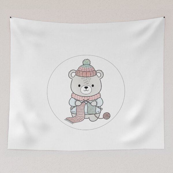 Item preview, Cute Knitting Bear – Cozy Kawaii Winter Animal Sticker designed and sold by MongOficial.