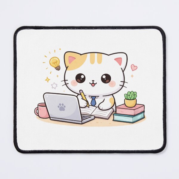 Item preview, Working Cat Sticker – Cute Kawaii Cat Aesthetic designed and sold by TinyEmotionCo.