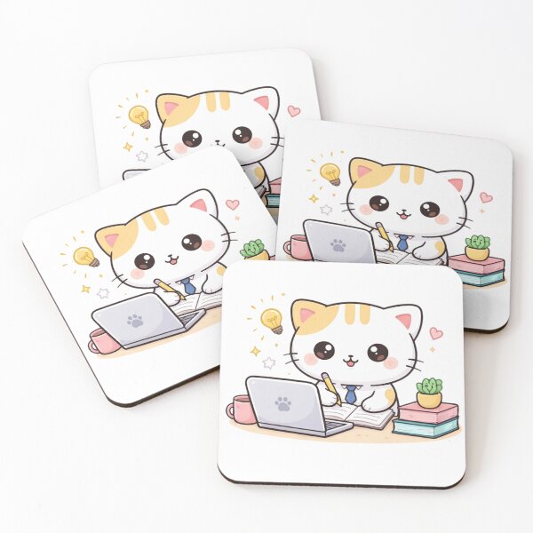 Item preview, Working Cat Sticker – Cute Kawaii Cat Aesthetic designed and sold by TinyEmotionCo.