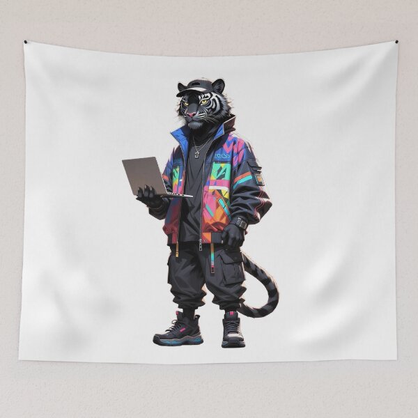 Item preview, Cyberpunk Black Panther Techwear Streetstyle Art designed and sold by cAyberFoxStudio.