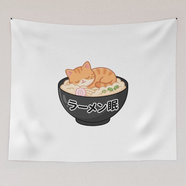 Item preview, Cute Ramen Sleep Cat Kawaii Cartoon Japanese designed and sold by chattsuede.