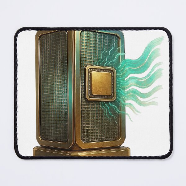 Item preview, Golden futuristic computer processor with glowing green energy flow designed and sold by Creative88Art.