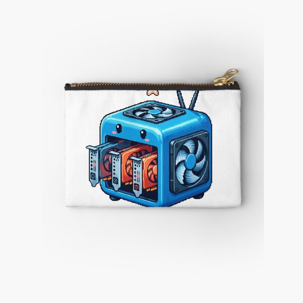 Item preview, Vibrant blue computer server with glowing orange components and cooling fans designed and sold by Creative88Art.