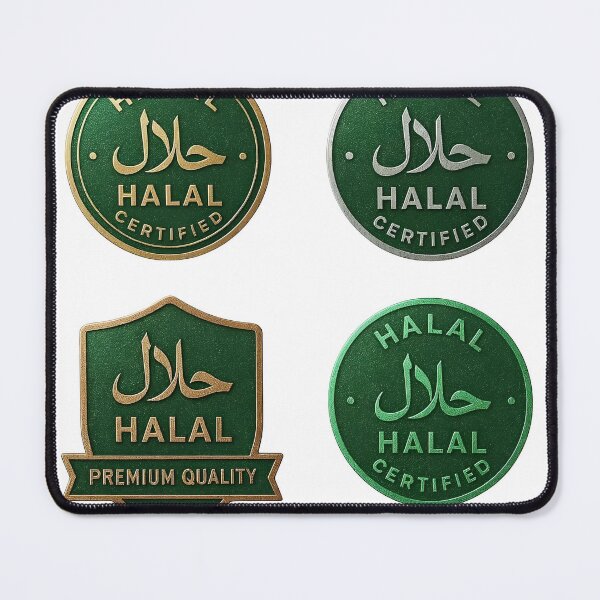 Item preview, Halal certification labels for food and product authenticity designed and sold by Creative88Art.