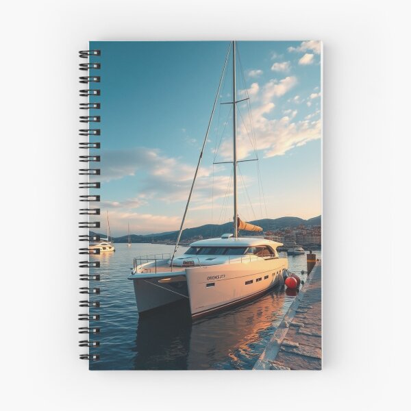 Item preview, Modern Luxury Catamaran Docked at Sunset Harbor designed and sold by Vida e Arte.