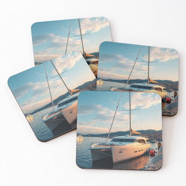 Item preview, Modern Luxury Catamaran Docked at Sunset Harbor designed and sold by Vida e Arte.