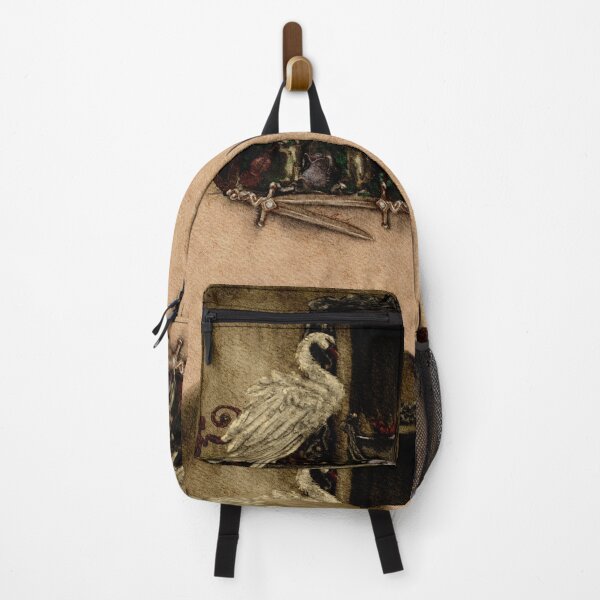 Item preview, Dark Academia Swan Watercolor in A Castlecore Medieval Aesthetic With Sleeping Kitten, Swords, Violins, and Pommegranites  designed and sold by Monica Laipple.
