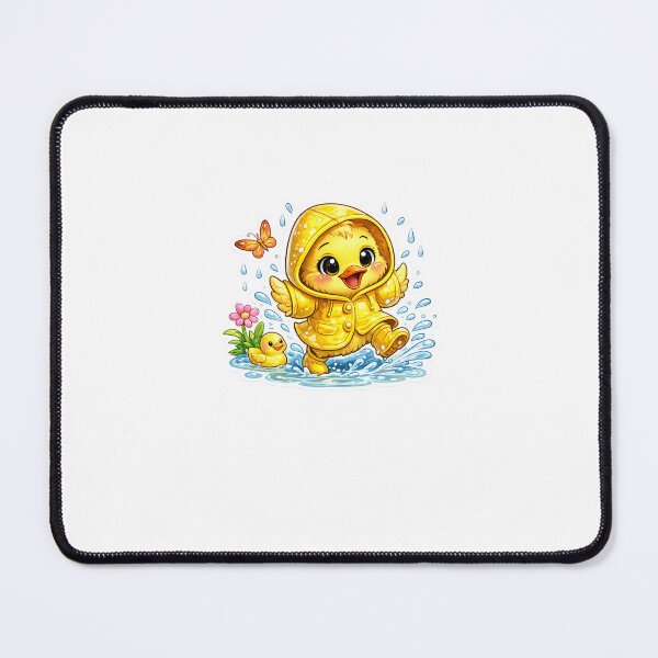 Item preview, Adorable spring duck wearing a yellow raincoat and splashing in puddles designed and sold by TinyOrbitsDesign.