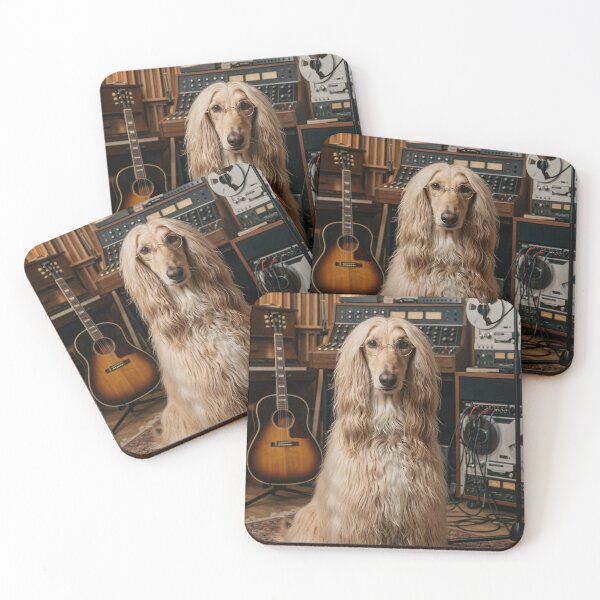 Item preview, Rockstar Afghan Hound – Lennon Inspired Dog with Round Glasses | Bohemian Music Legend Dog Art designed and sold by Yassine Ardi.