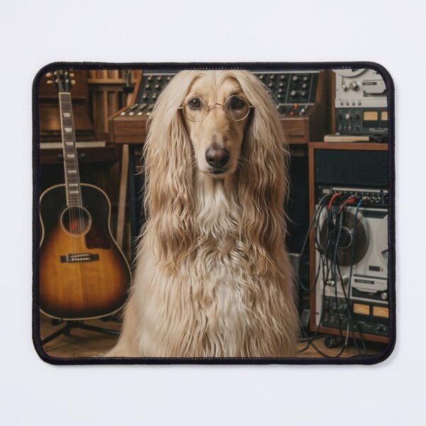 Item preview, Rockstar Afghan Hound – Lennon Inspired Dog with Round Glasses | Bohemian Music Legend Dog Art designed and sold by Yassine Ardi.