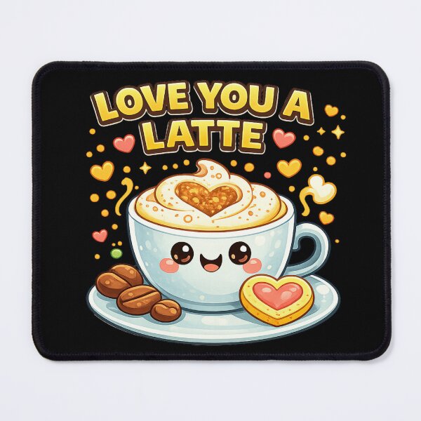 Item preview, Love You A Latte Cute Coffee Pun designed and sold by Papier Atelier Art.