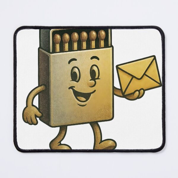 Item preview, Friendly matchbox character holding an envelope with a smile designed and sold by Creative88Art.