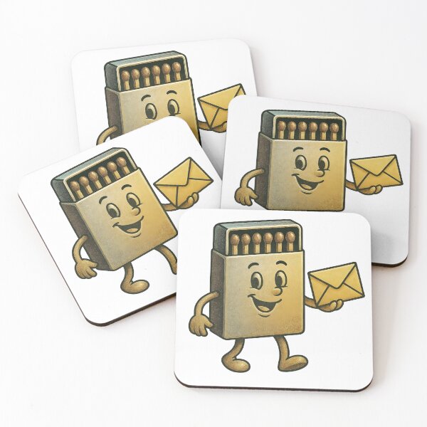 Item preview, Friendly matchbox character holding an envelope with a smile designed and sold by Creative88Art.