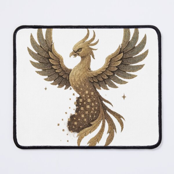 Item preview, Majestic golden phoenix rising with outstretched wings and fiery plumage designed and sold by Creative88Art.